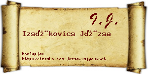 Izsákovics Józsa névjegykártya